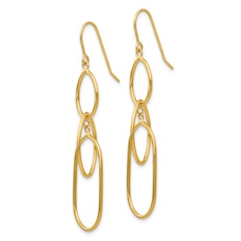 14k 3 Tier Oval Dangle Wire Earrings — alternate view