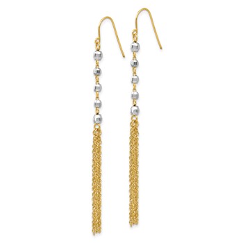 14K Two-tone Faceted Beads with Tassel Dangle French Hook Earrings — alternate view