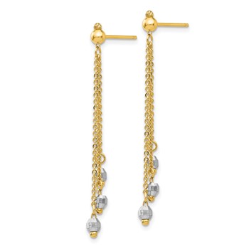 14K Two-tone Faceted Beads and Cable Chain Dangle Post Earrings — alternate view