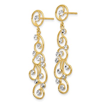 14k and White Rhodium Filigree Dangle Post Earrings — alternate view