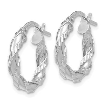 14K White Gold Twisted Rope Hoop Earrings — alternate view
