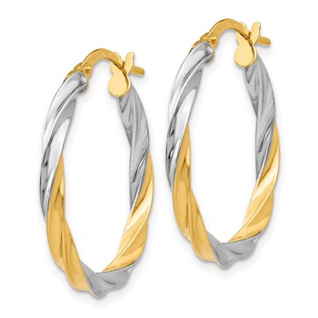 14K & Rhodium Twisted Hoop Earrings — alternate view