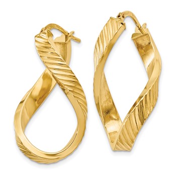 14K Twisted Textured Oval Hoop Earrings — alternate view