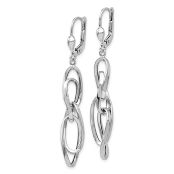 14K White Gold Polished Twisted Link Dangle Leverback Earrings — alternate view