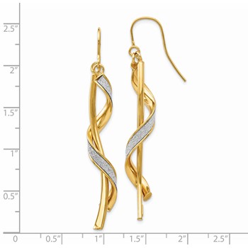 14k Polished Glitter-Infused Spiral Dangle French Hook Earrings — alternate view