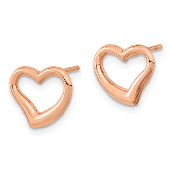 14k Rose Gold Polished Open Wavy Heart Post Earrings — alternate view