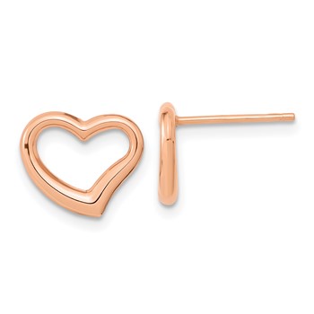 14k Rose Gold Polished Open Wavy Heart Post Earrings