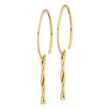 14K Twisted Bar Dangle Wire Earrings — alternate view
