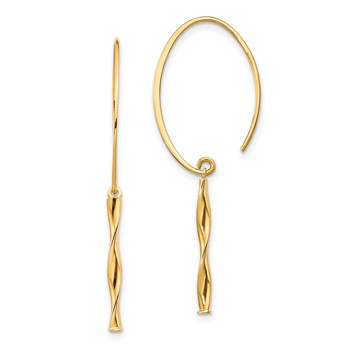 14K Twisted Bar Dangle Wire Earrings