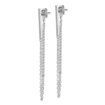 14k White Gold Polished and Twisted Bar w/Chain Post Earrings — alternate view