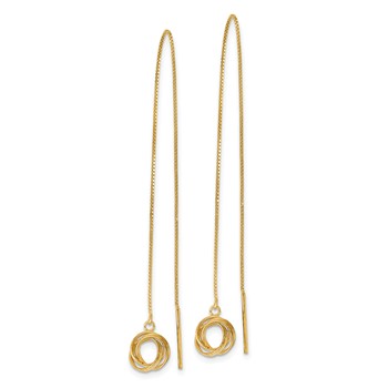 14k Polished Diamond-cut Box Chain Love Knot Threader Earrings — alternate view