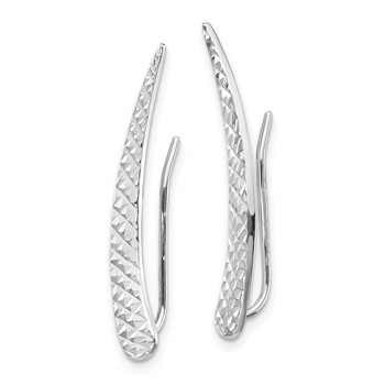 14k White Gold Polished Textured Pointed Ear Climber Earrings — alternate view