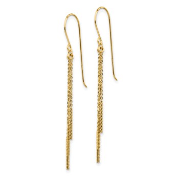 14k Polished Diamond-cut Chain and Bar Dangle French Hook Earrings — alternate view