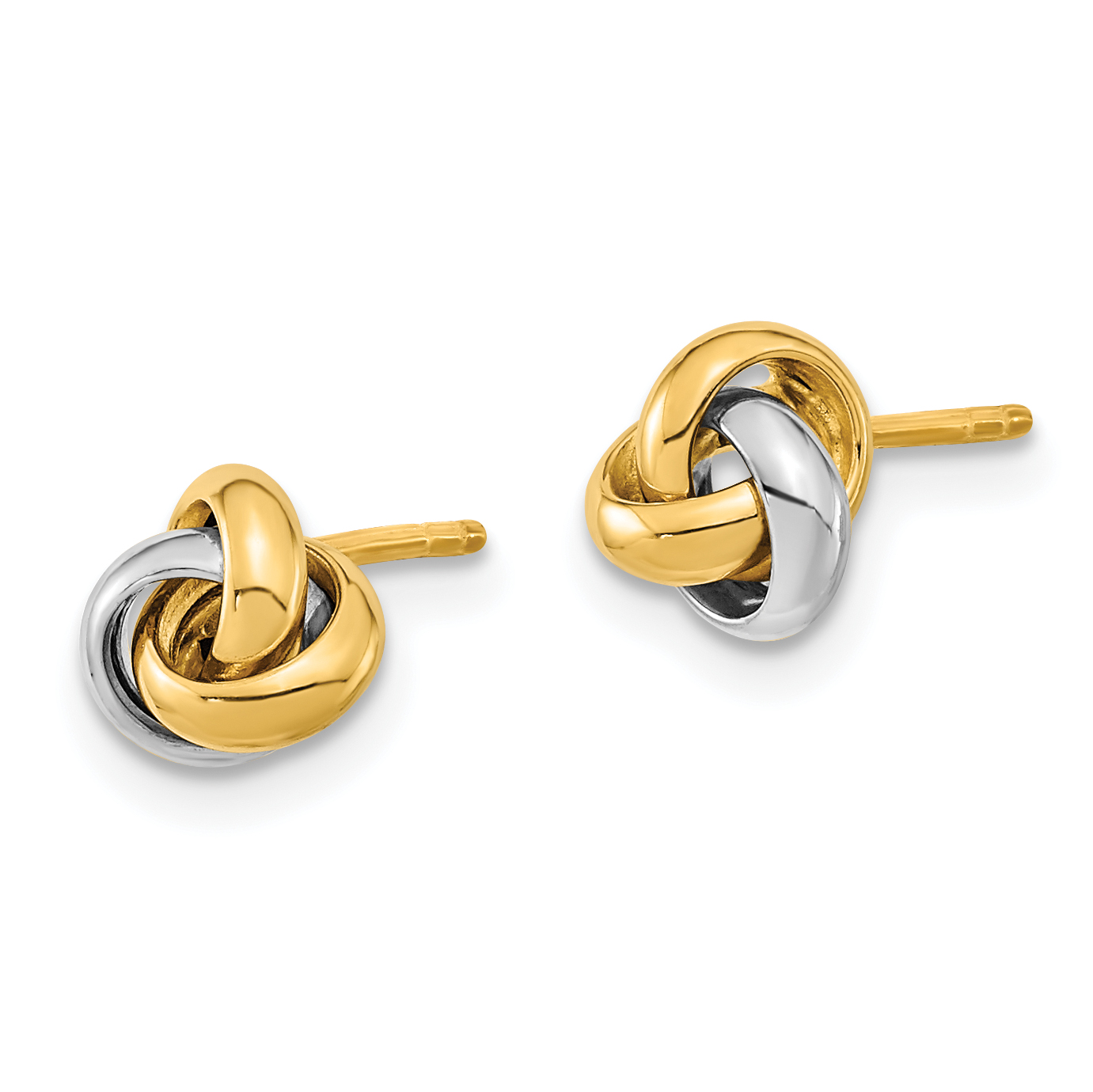 Love Knot Post Earrings Real 14k Two-tone Gold 7x6.5mm Women's Hollow detailed image 2