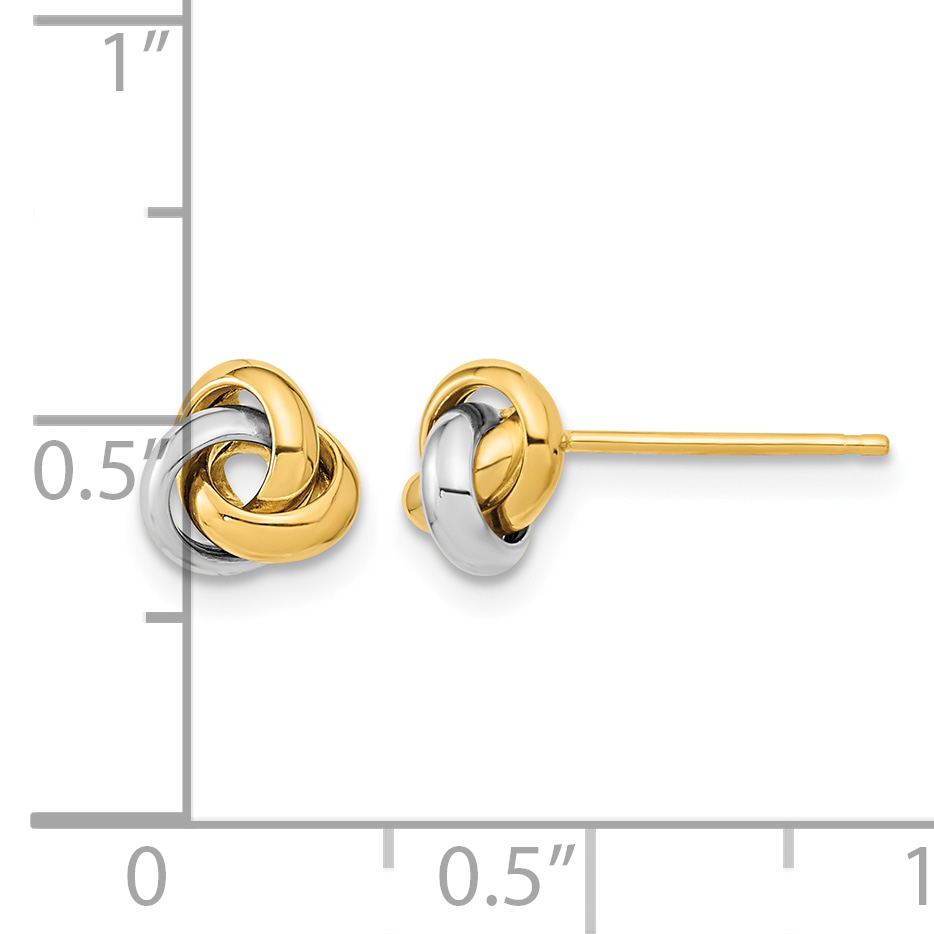 Love Knot Post Earrings Real 14k Two-tone Gold 7x6.5mm Women's Hollow detailed image 3