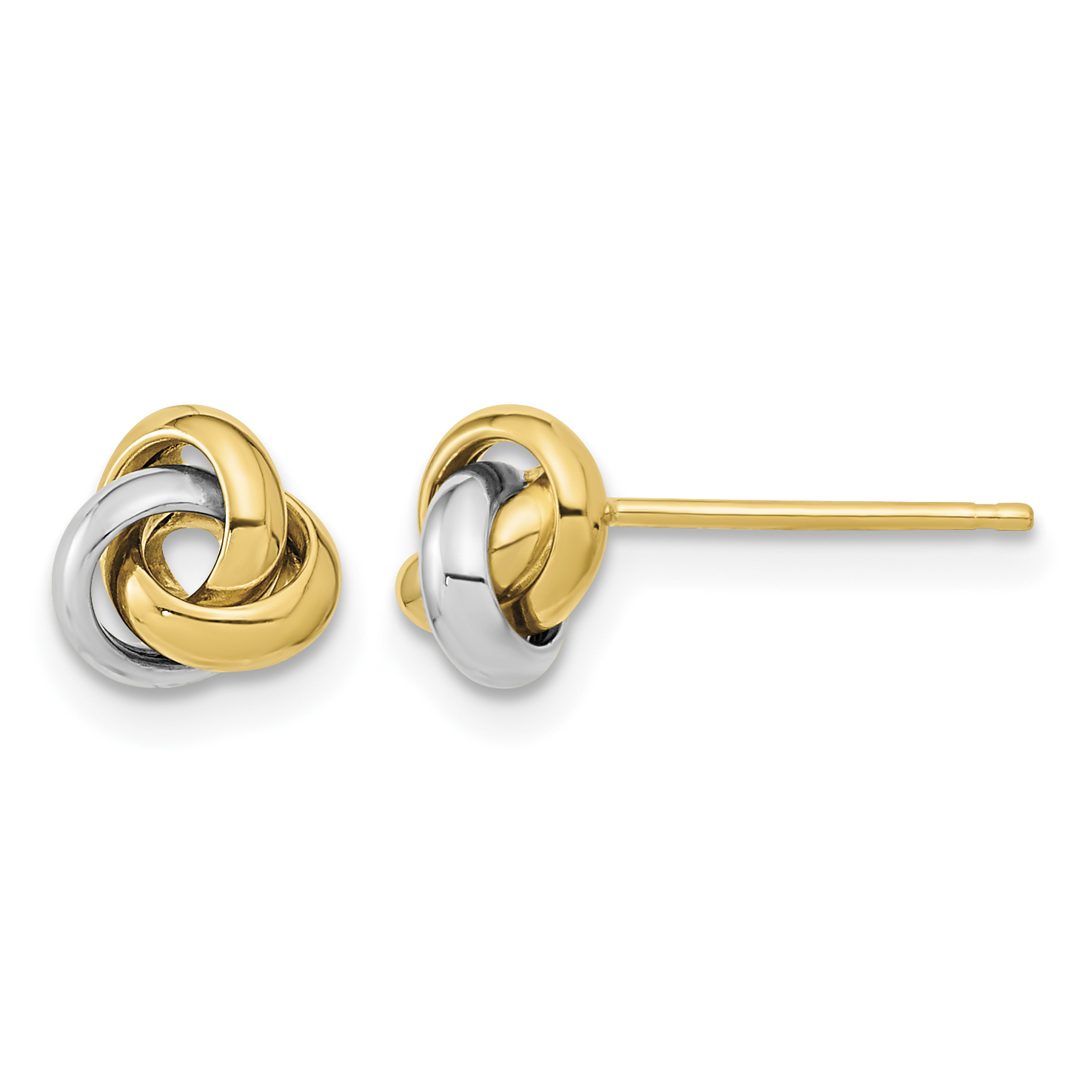 Love Knot Post Earrings Real 14k Two-tone Gold 7x6.5mm Women's Hollow main product image
