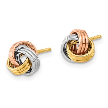 14k with Rose and White Rhodium 8.5mm Polished Love Knot Post Earrings — alternate view