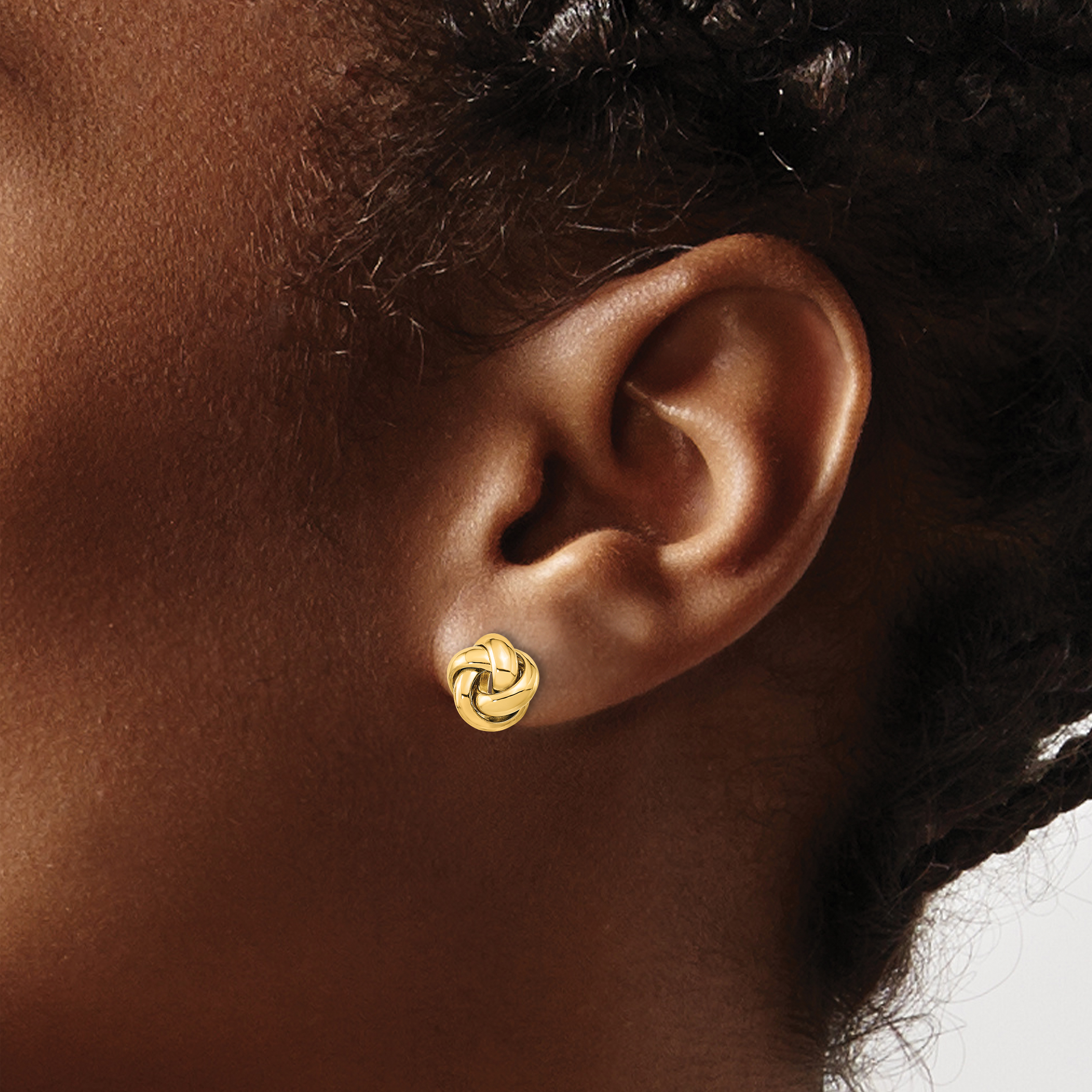 Love Knot Post Earrings Real 14k Yellow Gold 8.5x9mm Women's Hollow detailed image 3