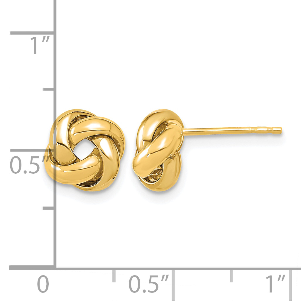 Love Knot Post Earrings Real 14k Yellow Gold 8.5x9mm Women's Hollow detailed image 4