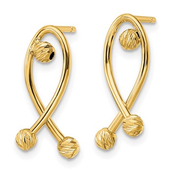 14K Polished D/C Fancy Post Earrings — alternate view