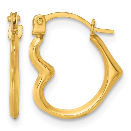 14k Polished Heart Shape Hoop Earrings