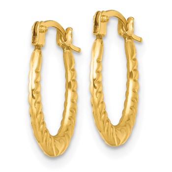 14k Polished Heart Scalloped Oval Hollow Hoop Earrings — alternate view