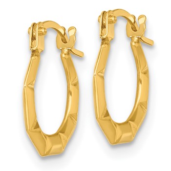 14k Polished and Grooved 1.7 x 11.00mm Hollow Hoop Earrings — alternate view