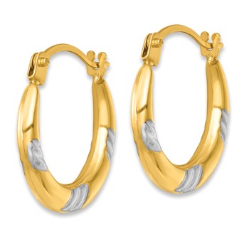 14k with White Rhodium Polished 2mm Hollow Hoop Earrings — alternate view