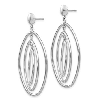 14k White Gold Graduated Ovals Dangle Post Earrings — alternate view