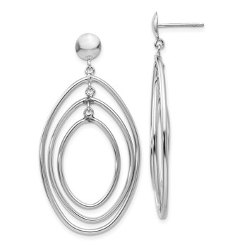 14k White Gold Graduated Ovals Dangle Post Earrings