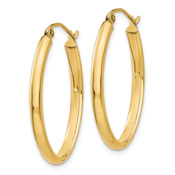 14k 3x29mm Oval Tube Hoop Earrings — alternate view