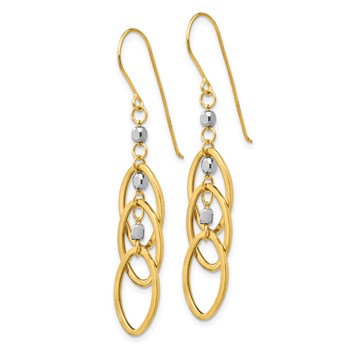 14k Two-tone Ovals and Mirror Beads Dangle French Hook Earrings — alternate view