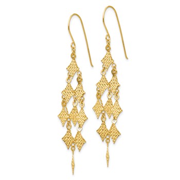 14k Diamond-cut Chandelier Dangle French Hook Earrings — alternate view