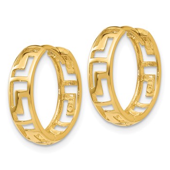 14k Greek Key Hinged Hoop Earrings — alternate view