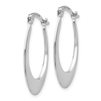 14k White Gold 1x26mm Polished Tapered Oval Hoop Earrings — alternate view