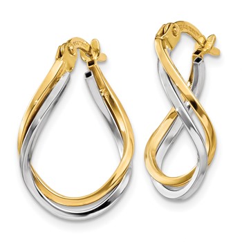 14k Two-tone Twisted Hoop Earrings — alternate view