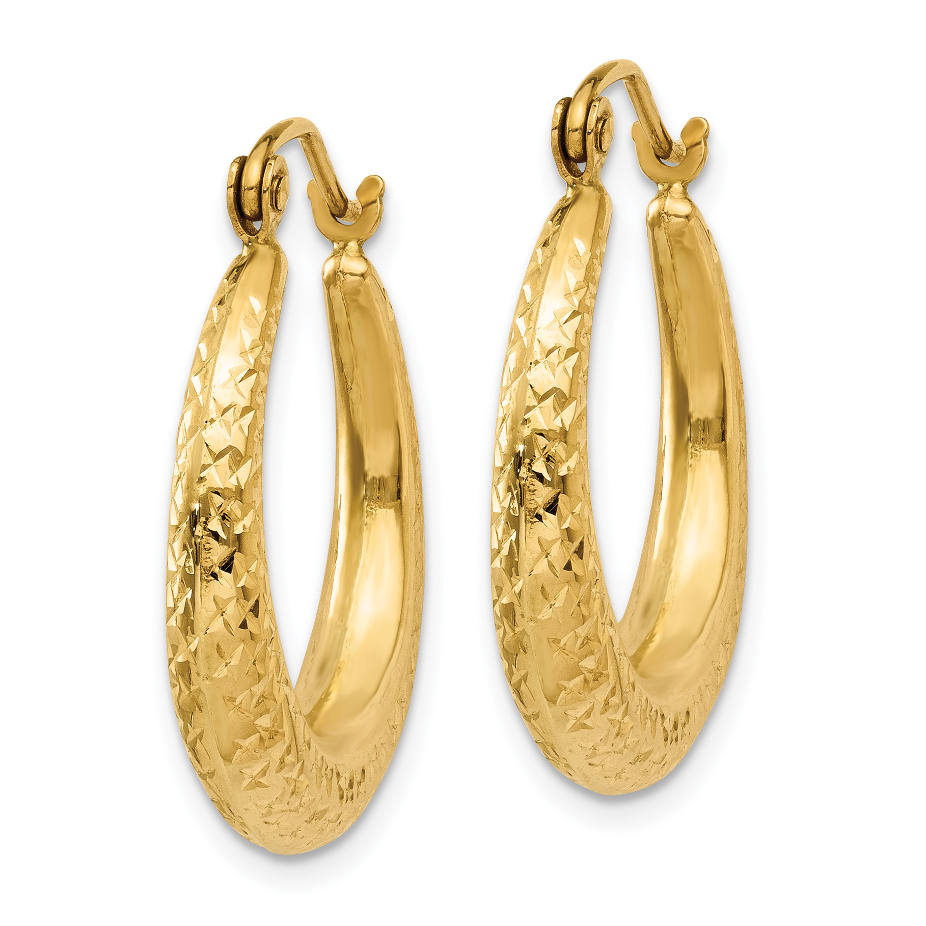 Hoop Earrings 14k Yellow Gold 24x4.25mm Women's Diamond-cut Hollow detailed image 2