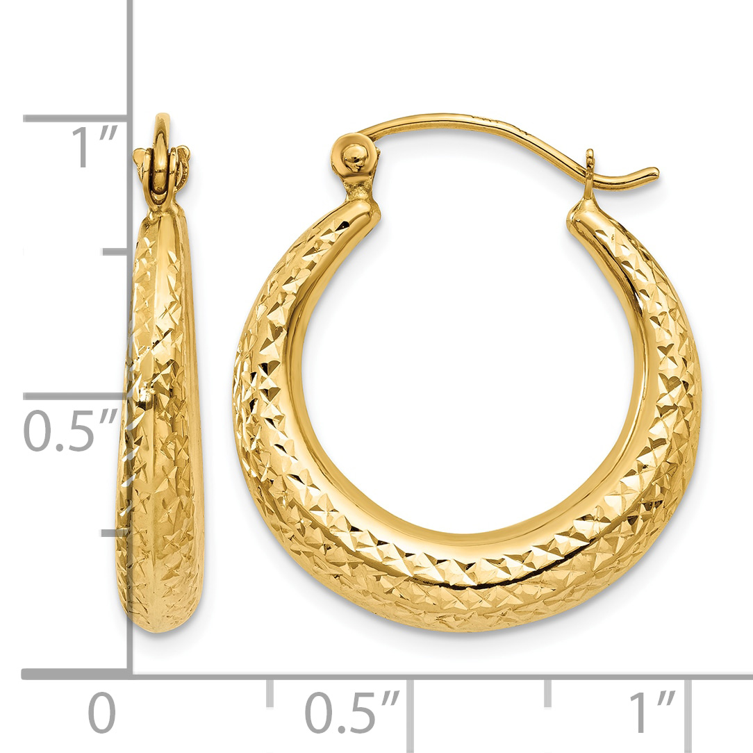Hoop Earrings 14k Yellow Gold 24x4.25mm Women's Diamond-cut Hollow detailed image 4