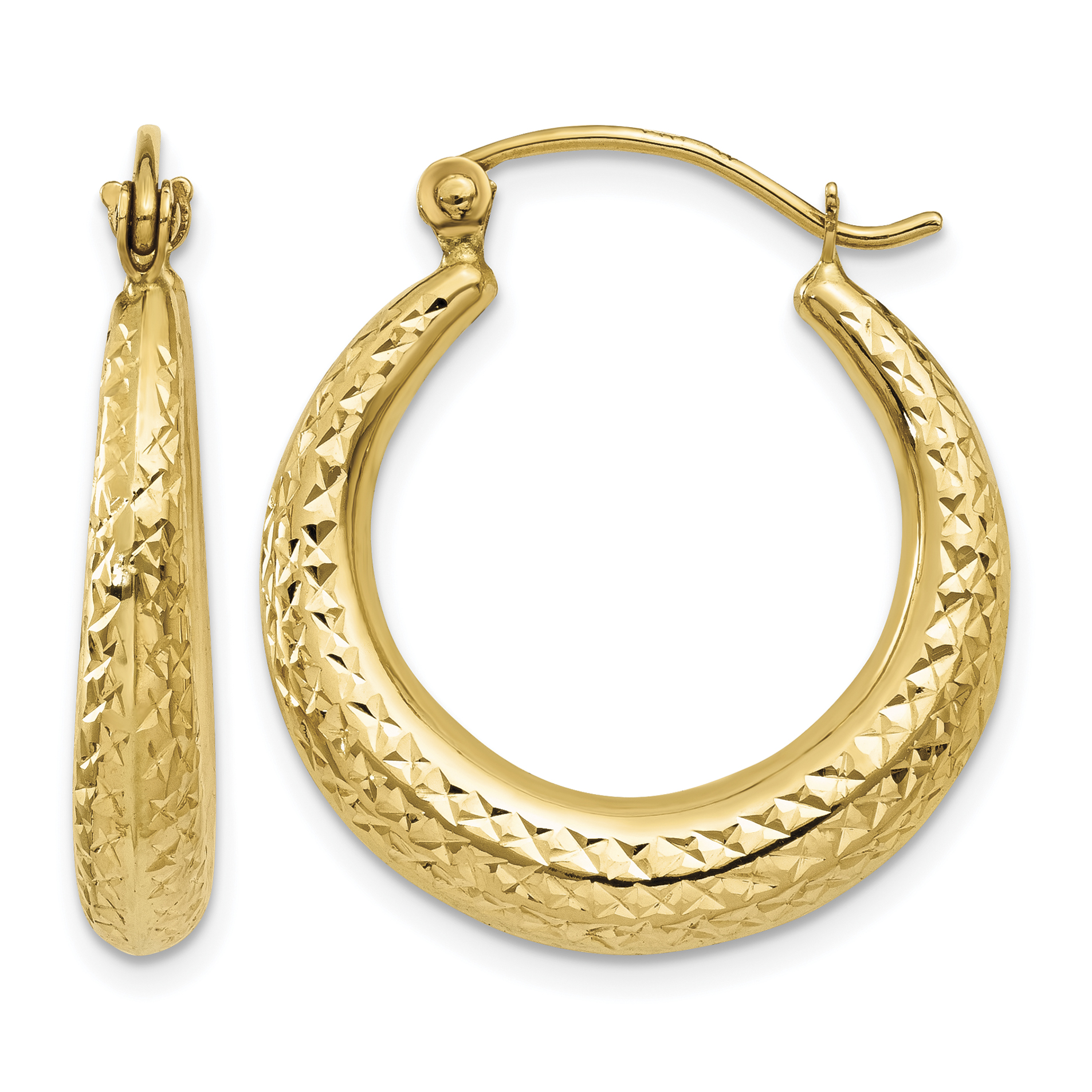 Hoop Earrings 14k Yellow Gold 24x4.25mm Women's Diamond-cut Hollow main product image