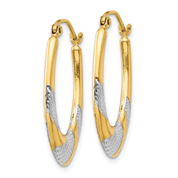 14K & Rhodium Hollow Oval Hoop Earrings — alternate view
