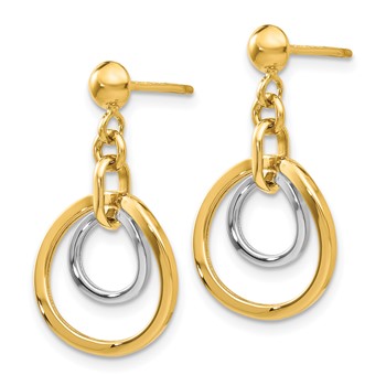 14k Two-tone Circle Dangle Post Earrings — alternate view