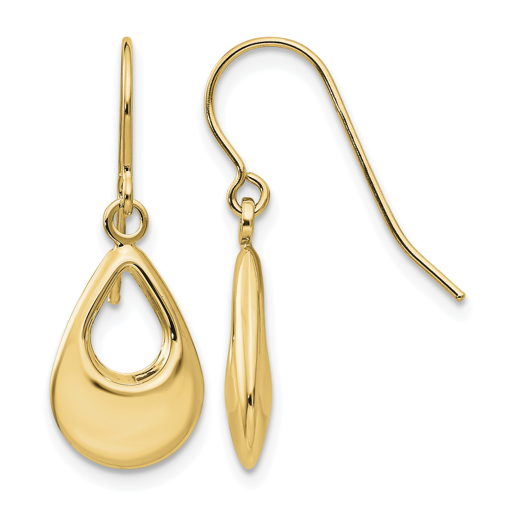 Open Teardrop Dangle French Hook Earrings 14k Yellow Gold 24x9mm Women's main product image