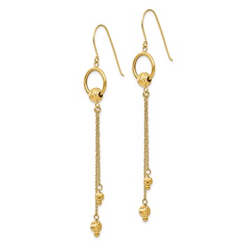 14K Diamond-cut Beads and Chain Dangle French Hook Earrings — alternate view