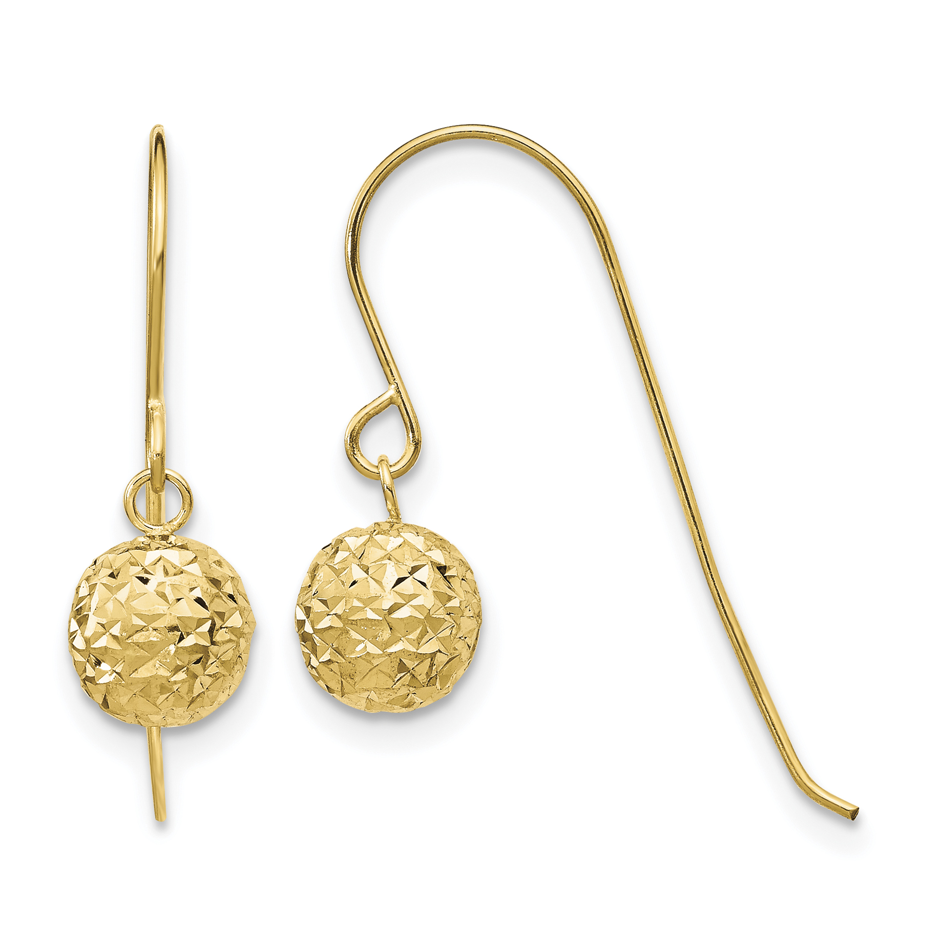 Bead Dangle French Hook Earrings Real 14k Yellow Gold 18x6mm Women's Hollow main product image