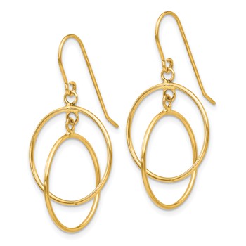 14k Polished Circles Dangle French Hook Earrings — alternate view