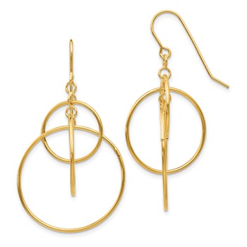 14k Polished Circles Dangle French Hook Earrings