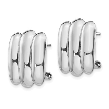 14k White Gold 15x19mm Polished Ribbed Fancy Omega Back Post Earrings — alternate view