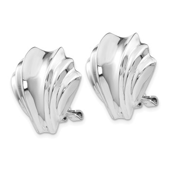 14k White Gold Polished Fan Omega Back Post Earrings — alternate view