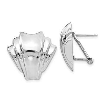 14k White Gold Polished Fan Omega Back Post Earrings