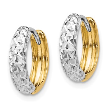 14k Two-tone Diamond-cut Hoop Earrings — alternate view